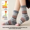 Winter and Autumn Vintage Thick and Warm Wool Socks for Children, Featuring Fel Island Wave and Diamond Pattern in Ethnic Style, Mid-calf Length Socks