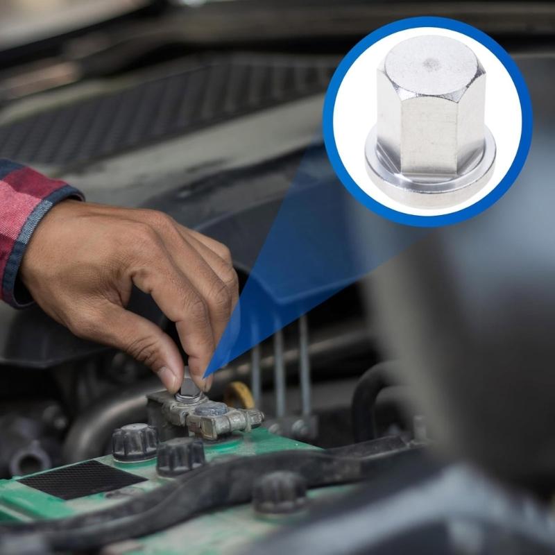 10PCS Corrosion Resistant Battery Post Nut Closed Top Designs Battery Terminals Part for Reliable Electrical Connection