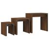  Coffee Tables, Nestable, 3 Pcs, Brown Oak