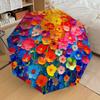 1 Peça Guarda-chuva Pequeno de Viagem Dobrável Automático com Padrão Floral Abstrato, Guarda-chuva Compacto à Prova de Vento, Abertura/Fechamento Automático, Presente-091527