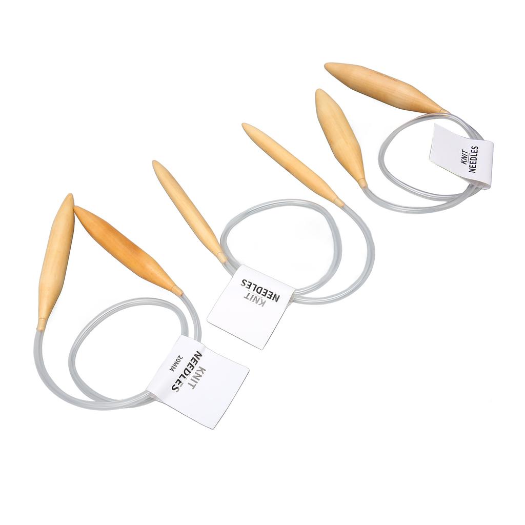 Dřevěné kruhové pletací jehlice 31,5 palce dlouhé, různé velikosti, sada silných bambusových kruhových jehlic, koberec