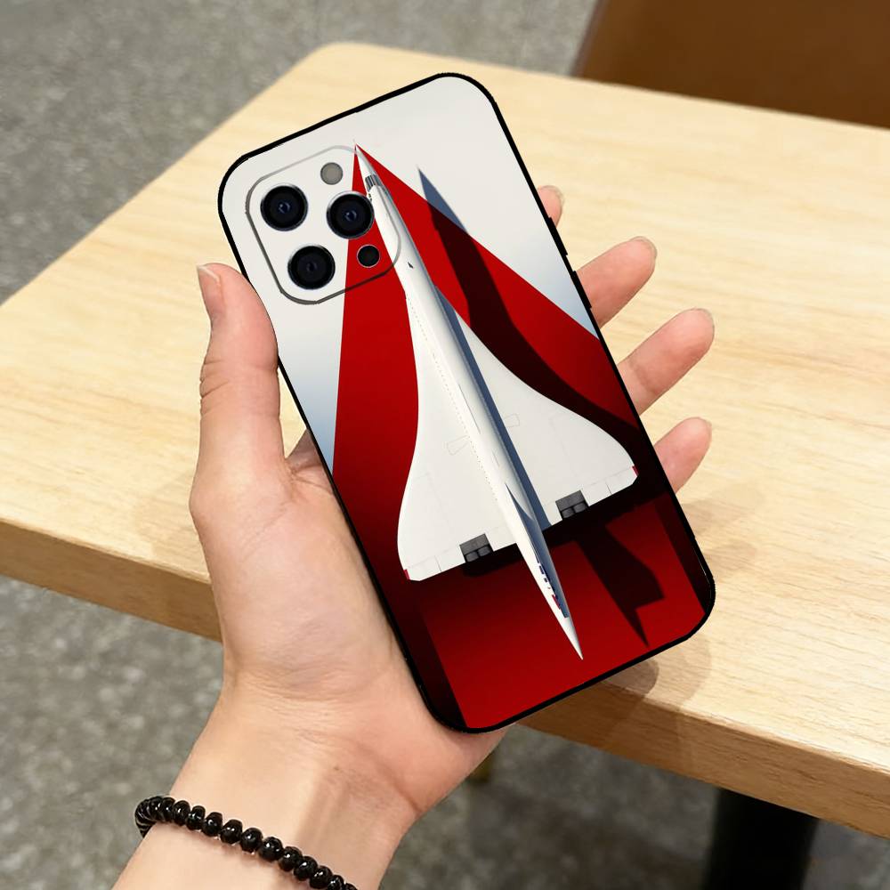 C-Concorde Air France Phone Case For iPhone 17,16,15,14,13,12,11 Plus,Pro Max,XS,Soft Silicone Black Cover