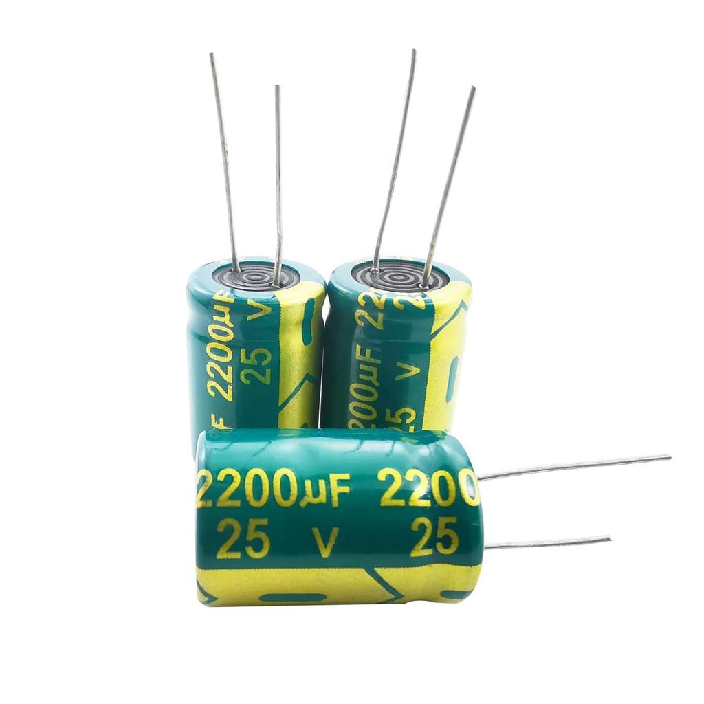 YUNGUI 10pcs 2200uF 25V Capacitor,13x25MM ±20% Electrolytic Capacitors 25V, 2200uf Aluminum Capacitors High Frequency Industrial Electrical