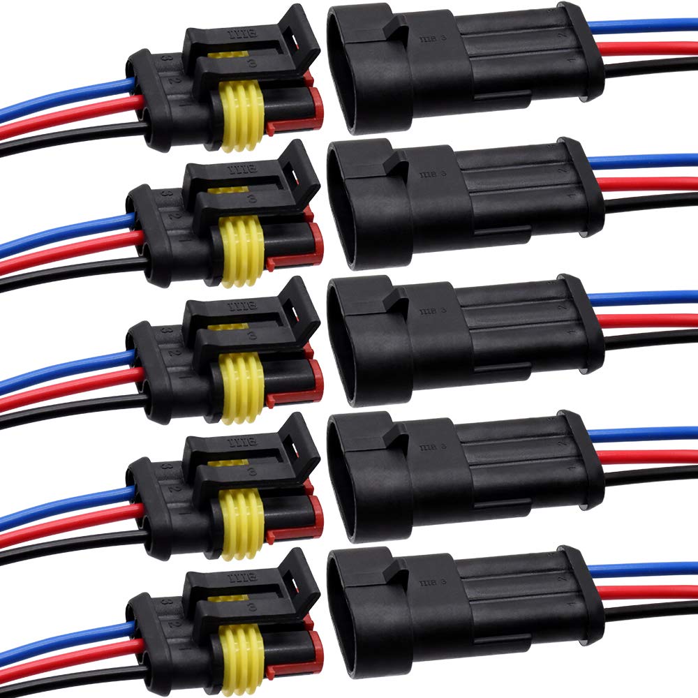 5/10sets 2/3 Pin Way Connector Waterproof Connectors Male & Female Way 16 AWG Wire For Car Truck Boat And Other Wire Connections