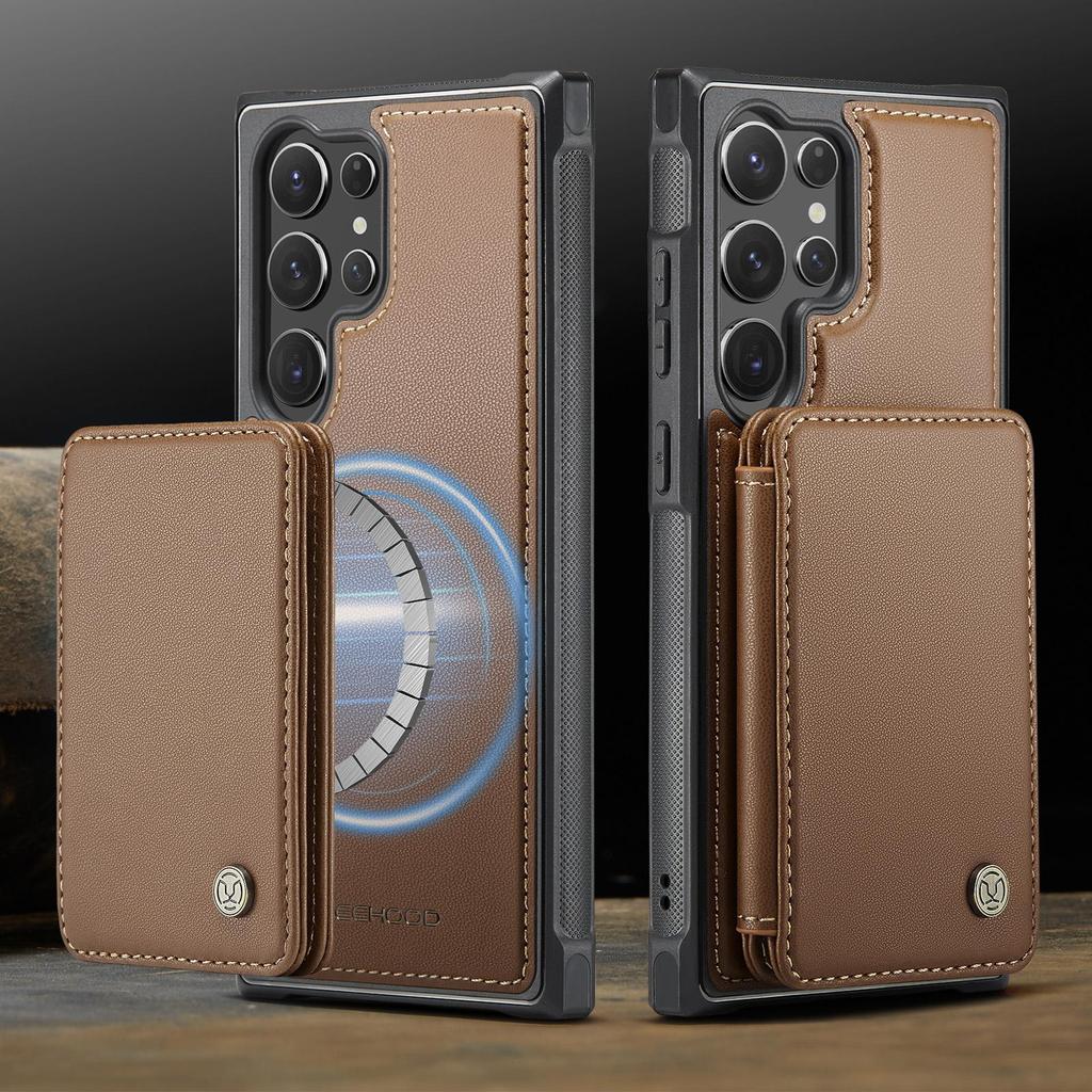 JEEHOOD-J05 for Samsung Galaxy S26 Ultra S25 S24 Plus FE Removable 2-in-1 Separable Flip Wallet Premium PU Leather Case Card Holder Phone Back Cover