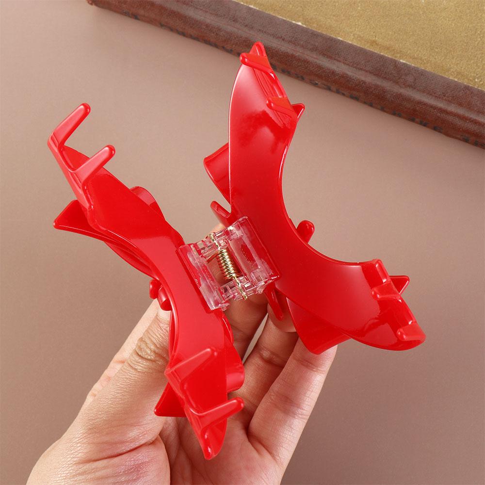 Bownot Red Hair Clip Acetate Bownot Grab Clip Creative Acetic Acid Bow Hair Claw  Female