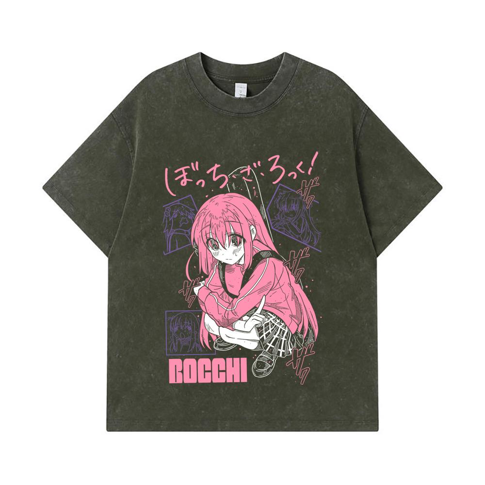 275 GSM Washed T-shirts 100% Cotton Bocchi The Rock V5 Print Unisex Heavy Cotton T Shirt S