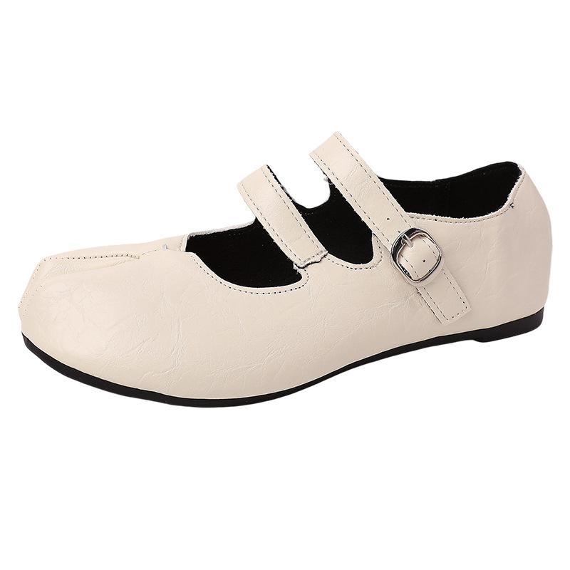 Retro French versatile women's Mary Jane shoes autumn and winter design sense one-word buckle belt shallow mouth single shoes small leather shoes