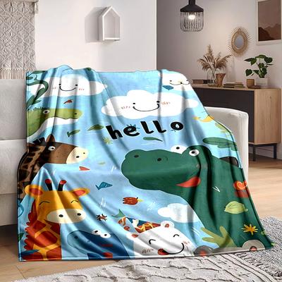 1pc Jungle Animals Print Blanket Lightweight Flannel Throw Blanket For Sofa, Bed, Living Room, Office, Outdoor Travel, Camping