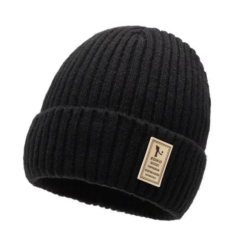 Hat men's winter knitted hat fleece thickened warm wool hat cotton hat winter riding windproof cold hat head
