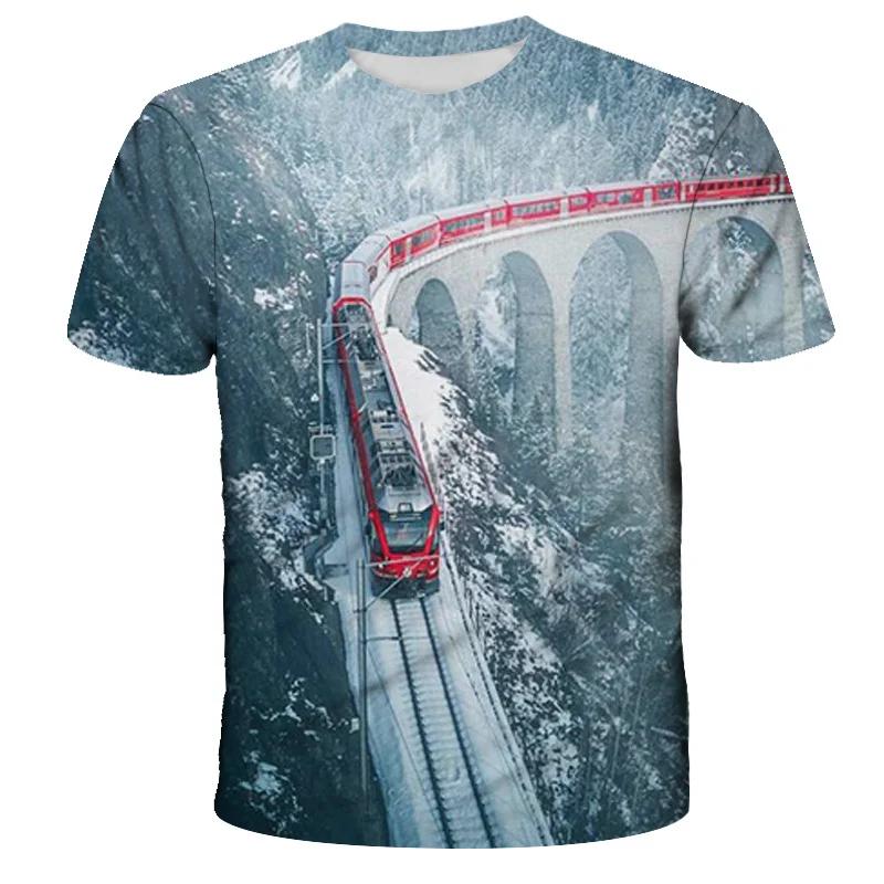 

Fashion Train Pattern T-shirt Summer Vintage Short Sleeve O Neck Streetwear 3D Printed T Shirt Loose Casual Mens Tees Tops 6XL