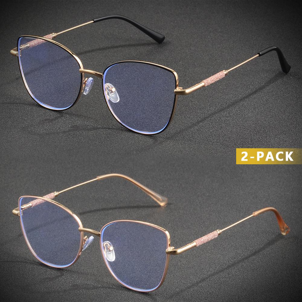 

CRIXALIS 2Pcs Cat Eye Anti Blue Light Glasses For Women with High-definition Lenses for Women s Casual Decorative Glasses