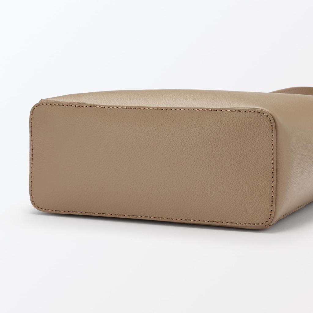 MUJI Natural Leather One-Shoulder Bag, Unisex, EGB57A5A, Grayish Brown