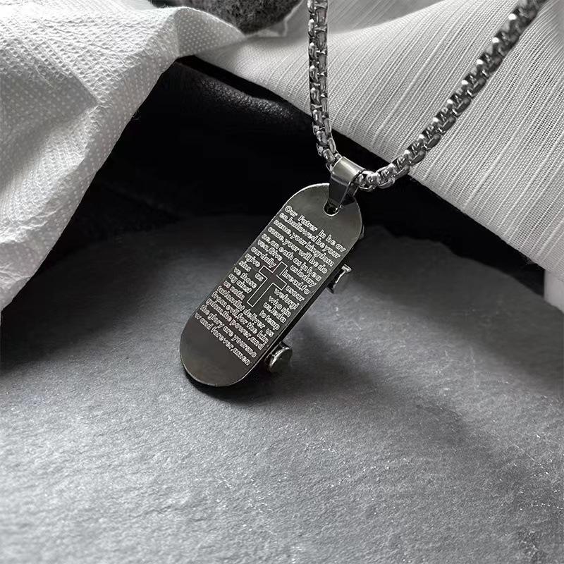 Collier Hip Hop en Acier Titane avec Pendentif Ours pour Hommes & Femmes, Chaîne Pull pour Automne/Hiver