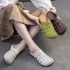2026 Summer New Hand Woven Breathable Flat Outdoor Wear Closed Toe Slippers Casual First Layer Cowhide Women Shoes