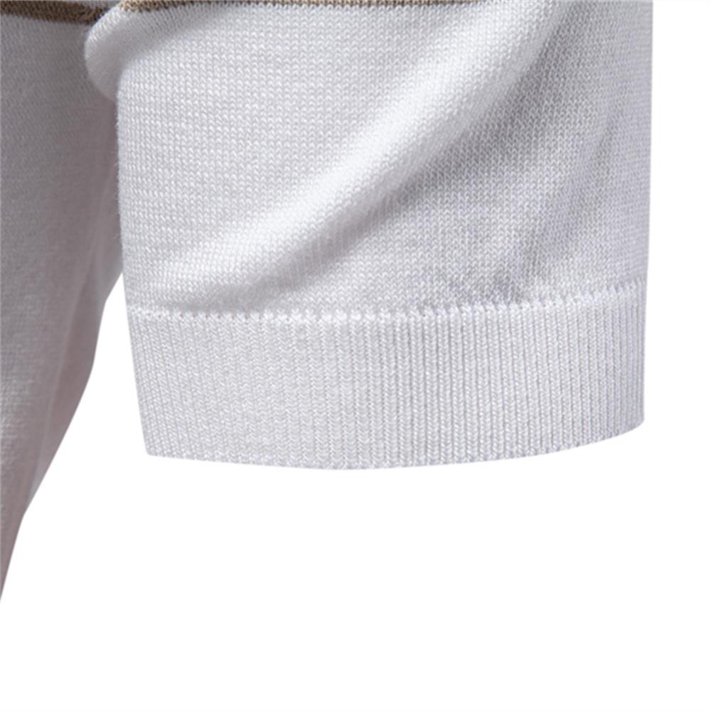 Men Striped Business Casual Polo Shirts Breathable Short Sleeve Comfort Summer Knitted Polo Men