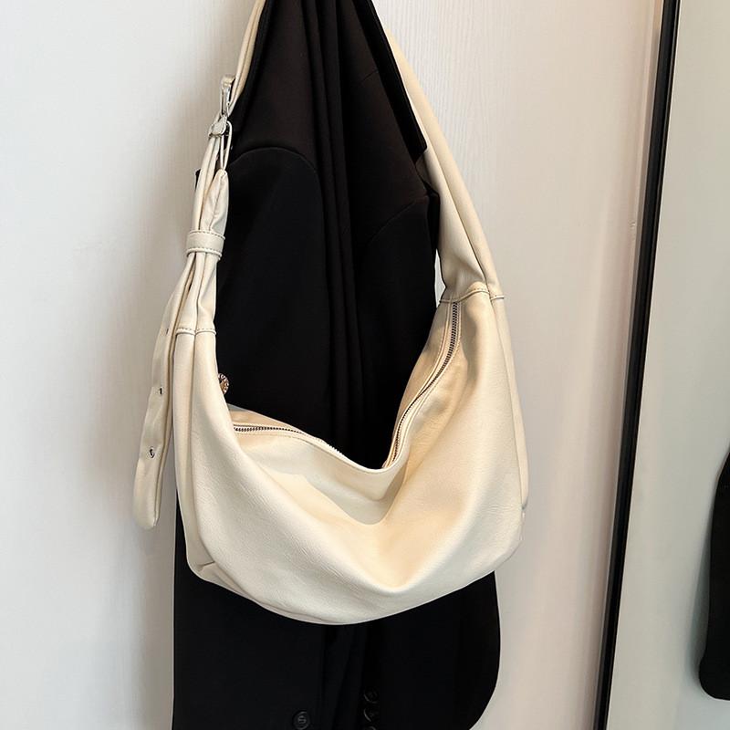 Ielgy Korean Style Large-Capacity Retro Soft Leather Dumpling Bag Lazy Style Casual All-Match One-Shoulder Mess