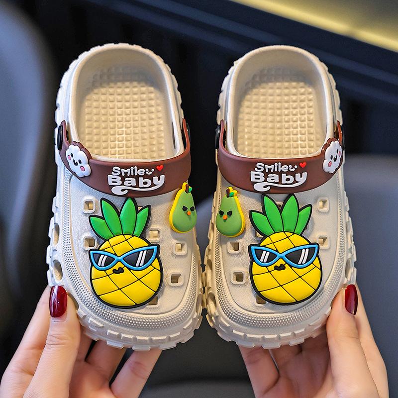 

Children s summer clogs for toddlers, beach sandals with thick soft soles, non-slip, cute and super soft for boys and girls 24-25Inner Length16cm хаки
