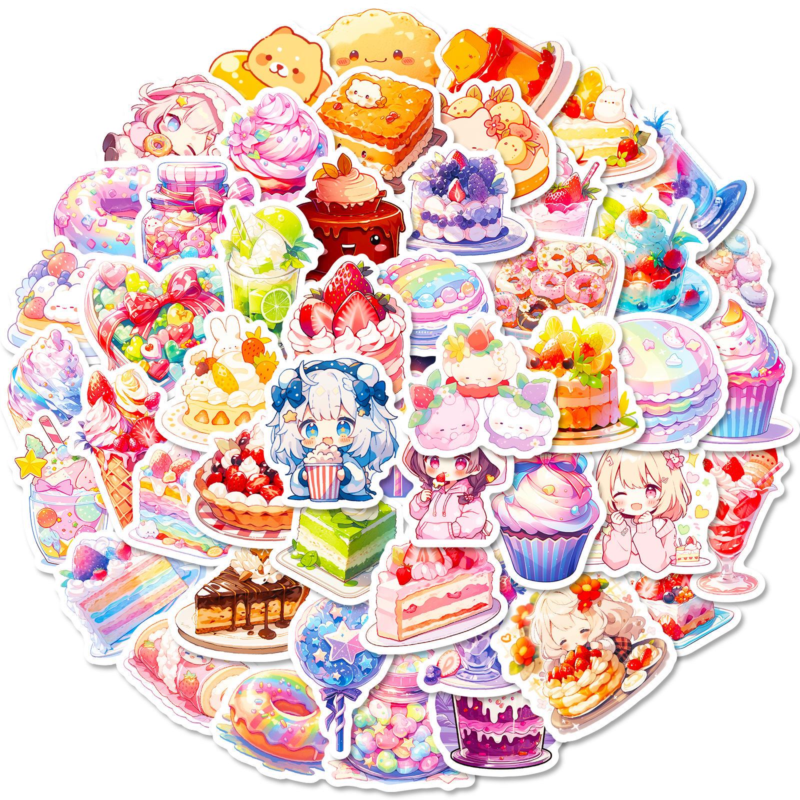 

50 Cute Dessert Stickers Cartoon Cute Naughty Food Dessert Milk Tea Baked Ice Cream