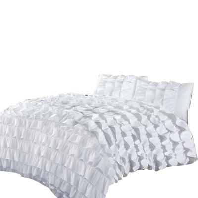 3-teiliges Bettwäscheset mit gerüschtem Rand, Fadenzahl 600 (1 Bettbezug und 2 Kissenbezüge.) 100 % ägyptische Baumwolle – verschiedene Größen und Farben.
