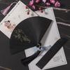 Chinesischer Stil Japanischer Klassischer Faltfächer Antiker Stil Schwarzer Faltfächer für Damen Handgefertigt Exquisite Handfächer