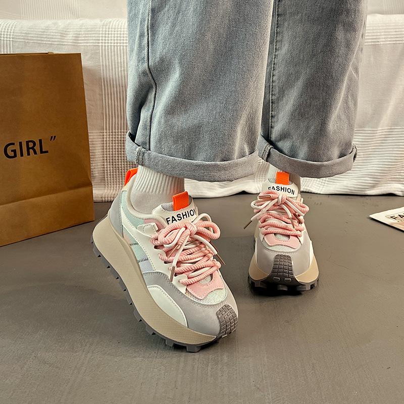 Spring 2025 new thick-soled non-slip heightening sports board shoes women's popular Xiaobai casual shoes tide 876-1