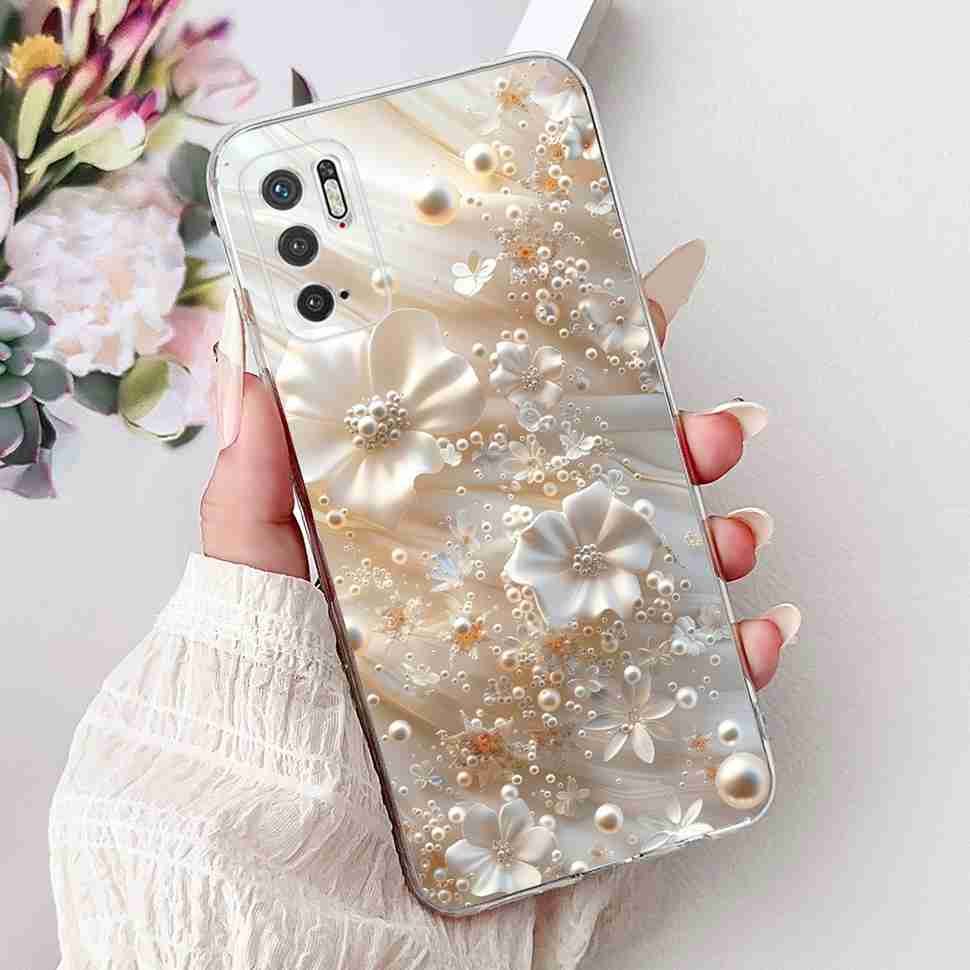 For Redmi Note 10 5G Case Fashion Rose Bow Soft Silicone TPU Back Cover For Xiaomi POCO M3 Pro 5G 6.5" Shockproof Phone Cases
