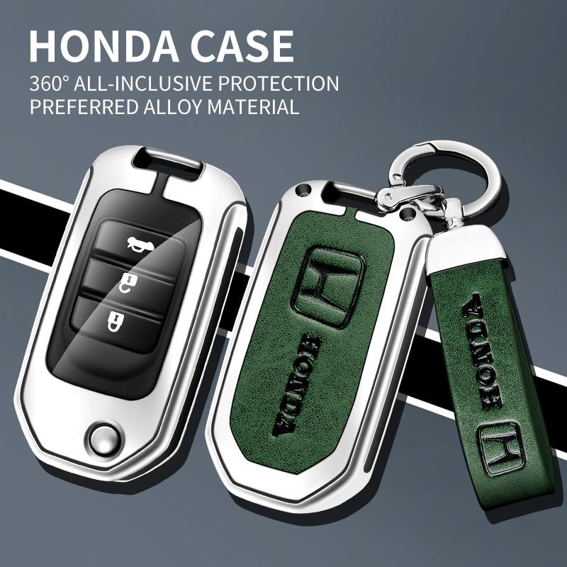 Zinc Alloy Leather Car Key Case Cover For Honda Civic Accord City Odyssey CR-V XR-V HR-V Vezel Jade Jazz Crider Auto Accessories