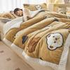 Winter Thick Three-Layer Quilted Blanket Milk Flannel Multifunctional Warm Blankets for Home Cartoon Printed Single Sofa Cover