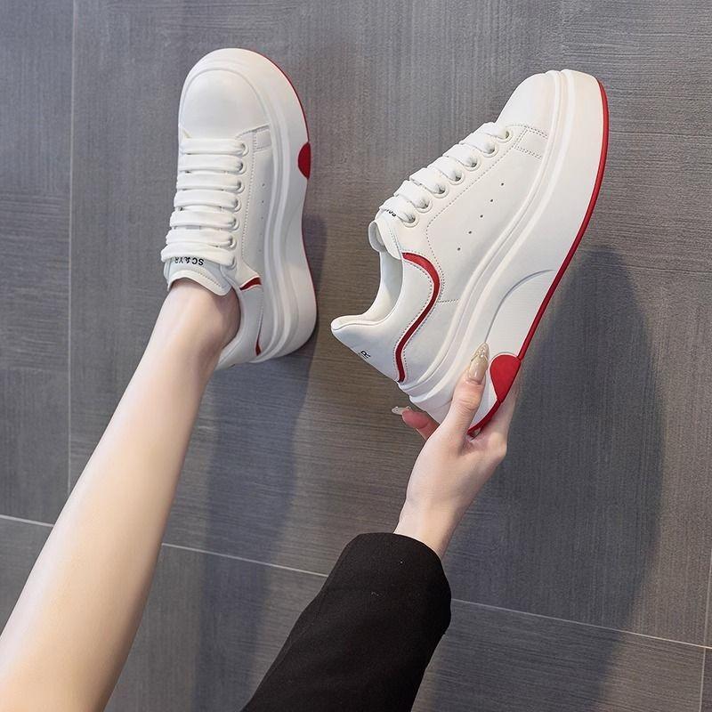 Little white shoes women's spring new shoes versatile round head thick sole heightening sports and leisure board shoes