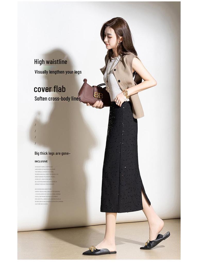 Chic Sequined Pencil Skirt: 2026 Spring/Summer High-Waisted Slim Fit