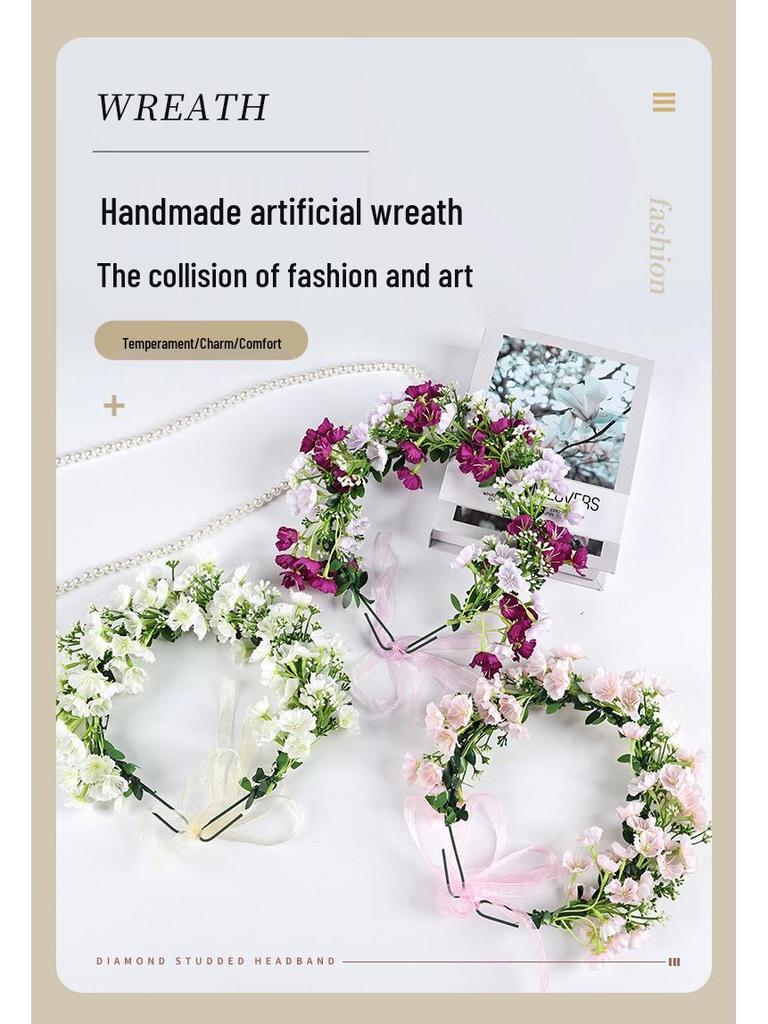 Korean Mori Girl Rattan Flower Headband - Bridal & Children’s Stage Performance Wreath