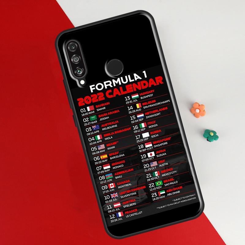 Calendar Formula Race Cars Circuits Case For Honor 50 8X 9X 10i Cover For Huawei P30 P40 Lite P50 P20 Pro P Smart 2019 Nova 5T