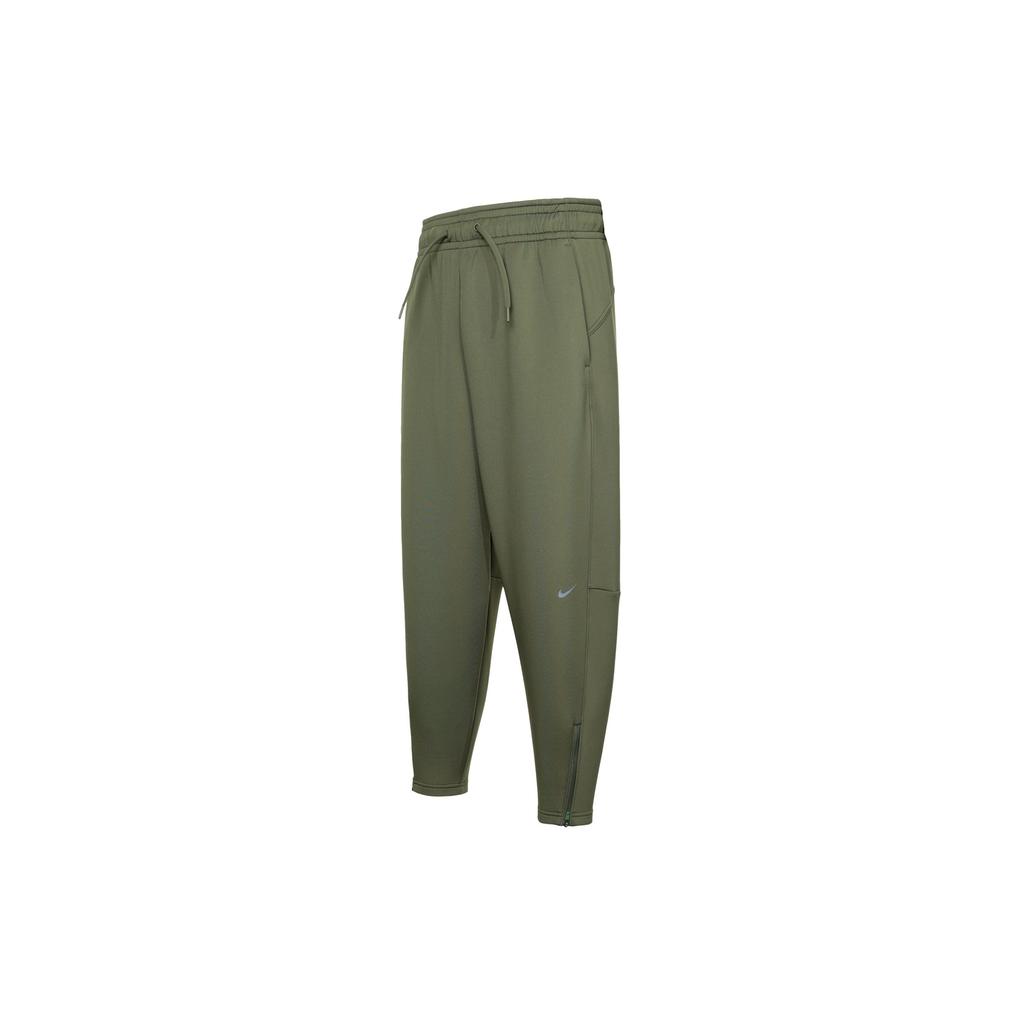 Nike Dri-Fit Solid High-Waisted Drawstring Cropped Knit Joggers Women Joggers Khaki-Green FB5429-325