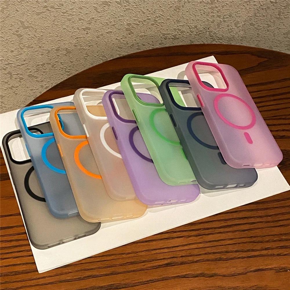 Matte Candy Transparent Shockproof Magsafe Case For 17 Pro Max 16 15 14 Plus 13 12 11 14 Pro Max 17Air 16e Magnetic Cover