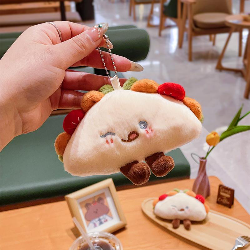

Cute Cartoon Taco Plush Keychain Food Stuffed Sandwich Pendant Soft Bag Charm Backpack Purse Car Key Ring Decoration Gift onesize