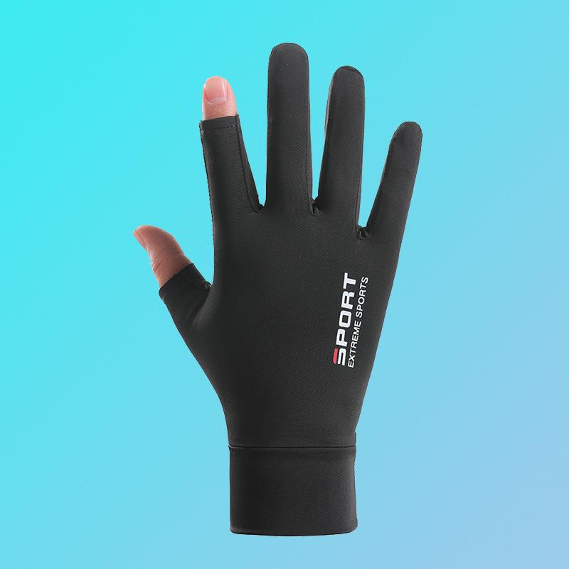 Unisex Sun Protection Gloves: Thin Ice Silk, Two-Finger Exposed Design for Fishing, Driving, Cycling – Half-Finger Summer Gloves One Size