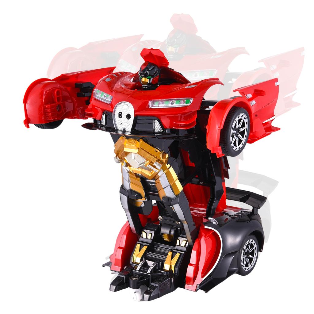 Coche de Control Remoto, Juguetes Transformables para Niños y Niñas, Deformación a Robot con un Botón con Luces a