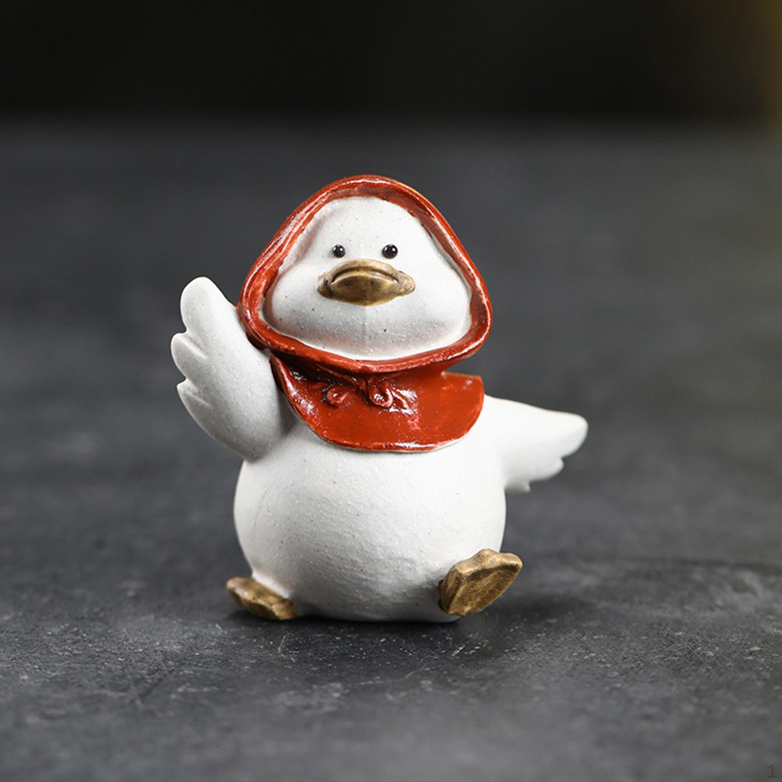 

Adorable Duck Figurine Handcrafted from Purple Clay for Home Decor style B