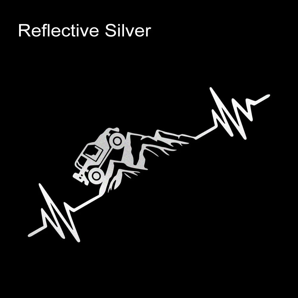 Reflecitve Heartbeat Off Road Mountain Climb Graphics Car Sticker Vinyl Decor Decal 4x4 Truck Auto Windshield Bumper Decoration