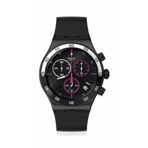 Swatch MAGENTA AT NIGHT NEW IRONY CHRONO Wristwatch YVB413 Black