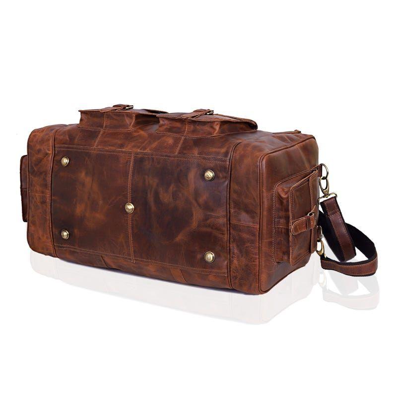 Handmade Top Grain Leather Duffel Bag:  Weekender Travel Holdall