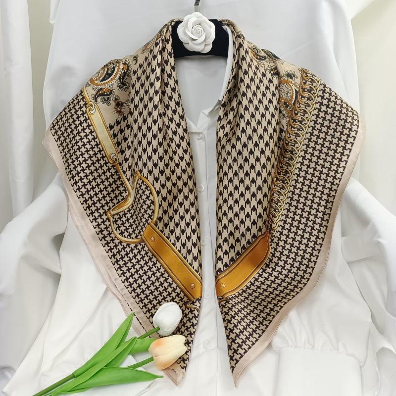 Spring and Autumn Thin Silk Scarf Women's Mulberry Silk 90 Square Scarf Versatile Fashion Shirt with Shawl Silk Scarf