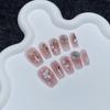 Handmade Floral Press-On Nails Short Style Sweet Pastel Pink Cheeky Design Women