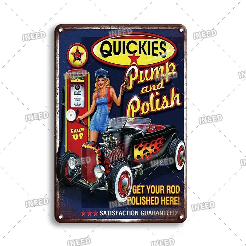 Retro Sexy Beauty Aluminum Poster - Men's Metal Plaque, Garage Cave Workshop Wall Decor