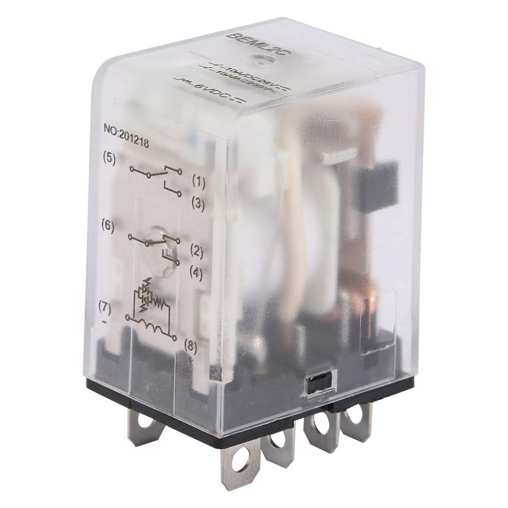 6VDC 8 Pins Two Open Two Closed Electromagnetic Relay 10A with Green Indicator Light