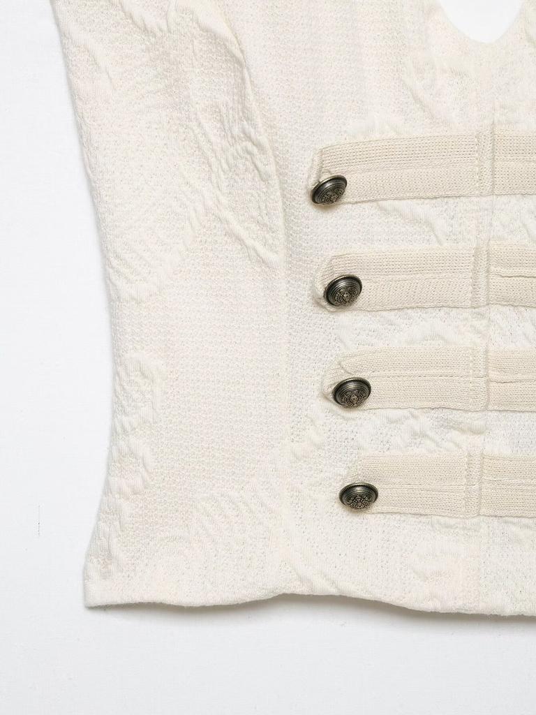 European and American style, new women's clothing, versatile jacquard knot buckle neck collar top 4770/315