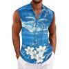 Men Tank Tops Sleeveless Shirts for Men with Button Down Collar and Tropical Print Men’s Tank Tops Men’s Tank Shirts