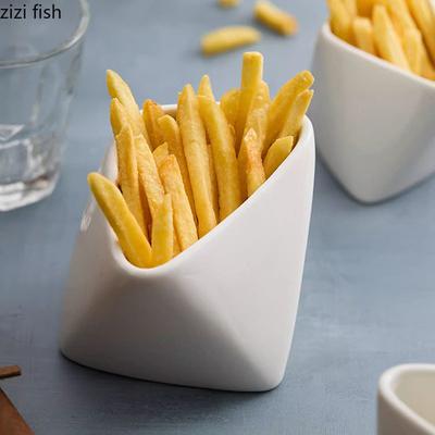 Tazón de cerámica irregular de color sólido para papas fritas, postres, aperitivos, condimentos, vajilla creativa de cocina molecular