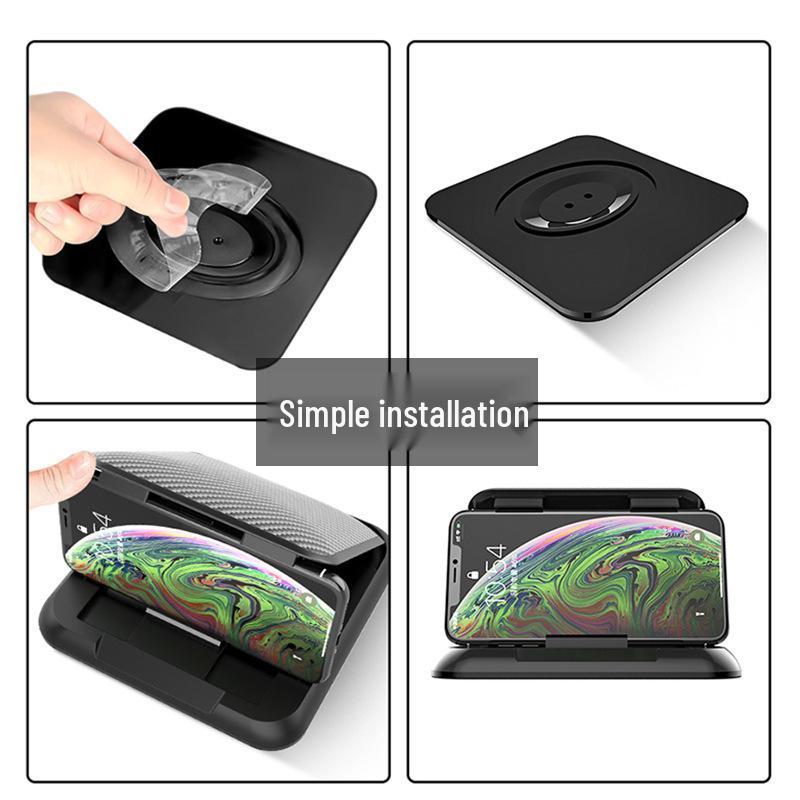 Silicone Car Dashboard Phone Holder with Carbon Fiber Pattern